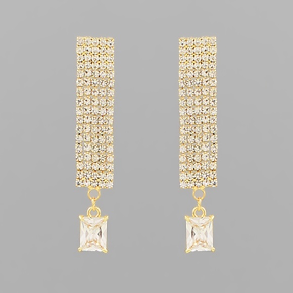 Mesh Drop Crystal Earrings - Picture 1 of 1